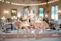 120 perles "flottantes" roses et blanches avec des accents de pierres précieuses étincelantes - Décorations de vase sans trou et tailles assorties et dispersions de table