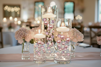 120 perlas rosadas y blancas "flotantes" con detalles de gemas brillantes, tamaño gigante sin agujeros y varios tamaños para decoración de jarrones y esparcidos de mesa