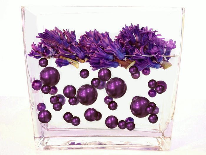 50 Purple Plum Floating Pearls- 1 Pk Fills 1 Gallon of Floating Transparent Gels for Vases-With Measured Gels Kit - Option 3 Fairy Lights - Vase Decorations