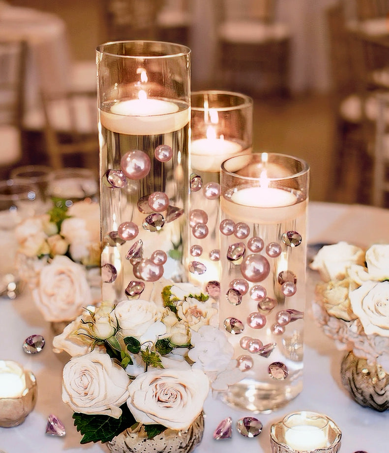 Perles "flottantes" en or rose clair - Décorations de vase sans trou Jumbo/Tailles assorties