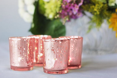 Portavelas de té y votiva de cristal de mercurio dorado