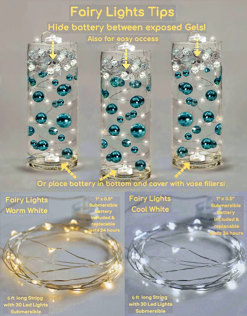80 perlas y gemas de oro rosa claro "flotantes" sin agujeros Jumbo y tamaños variados decoraciones de jarrón + incluye geles de agua transparentes para hacer flotar las perlas