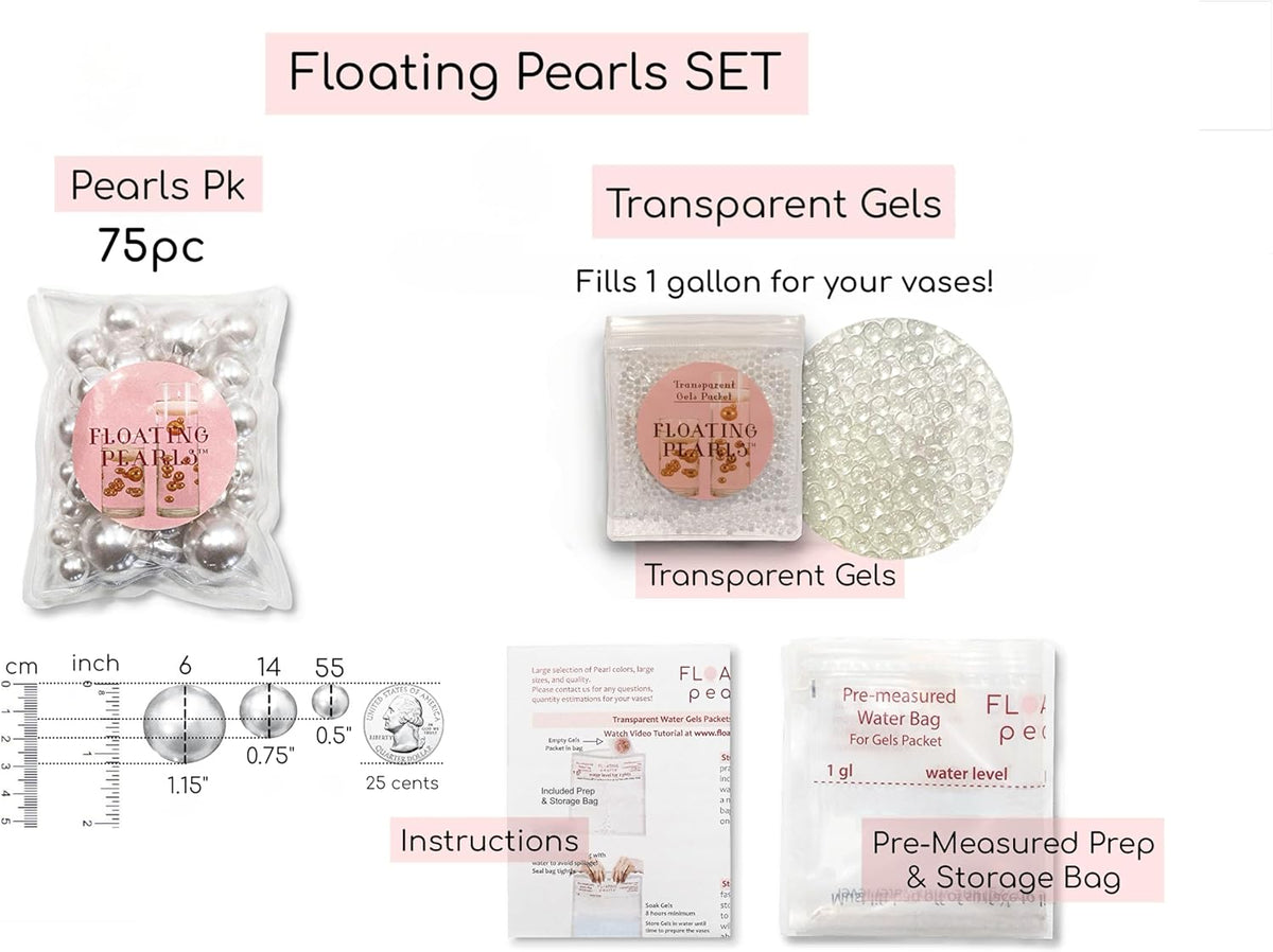 פנינים שחורות "צפות" - ללא חור ג'מבו / קישוטי אגרטל במגוון גדלים