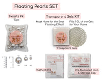 75 Gold Floating Pearls-Large Sizes-Fills 4 Medium Size Vases (1 Gal) of the Transparent Floating Gels-With Measured Prep Bag-Option of 3 Fairy Lights Strings