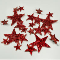 Floating Red Stars-Sparkling Large Sizes-Fills 1 Gallon for Your Vases-With Option of 3 Submersible Fairy Lights