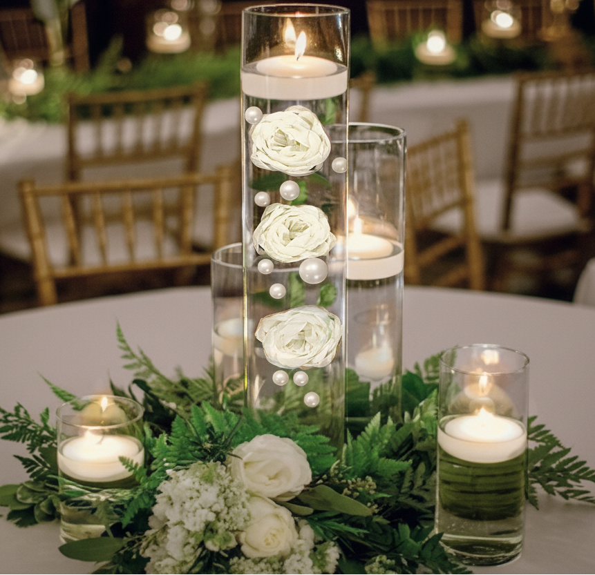 7 Country Roses - White/Off White - Realistic - Vase Decoration