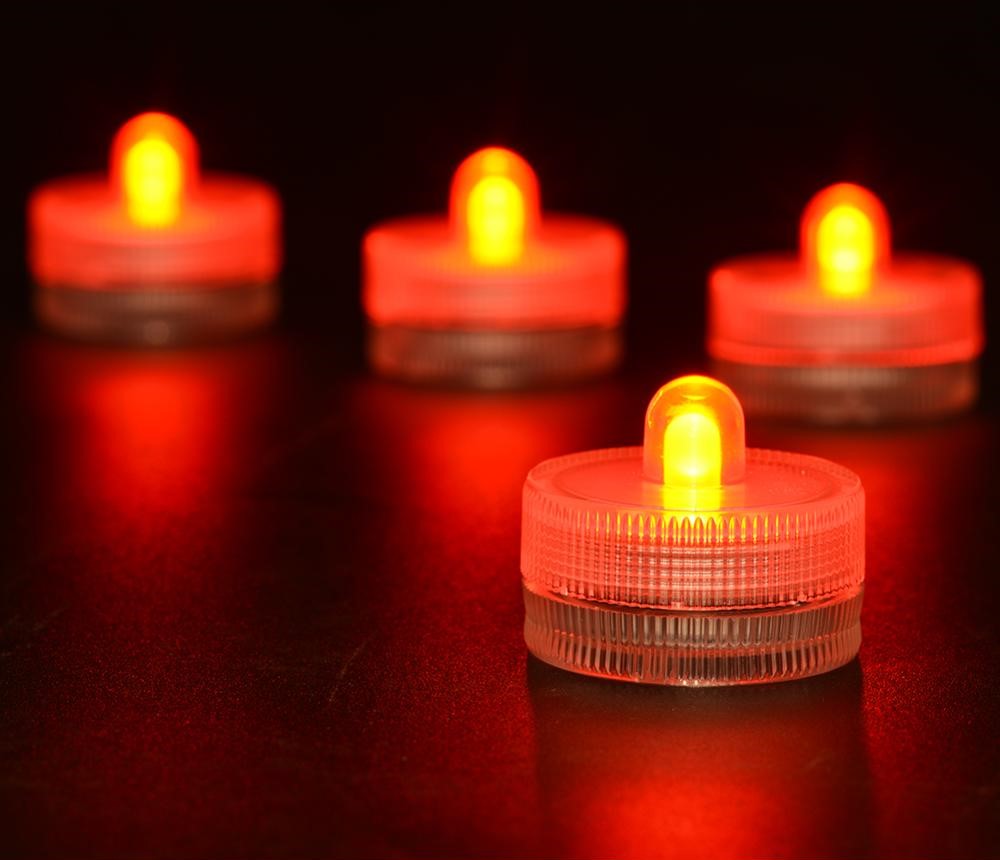 Bougies chauffe-plat LED submersibles orange - étanches
