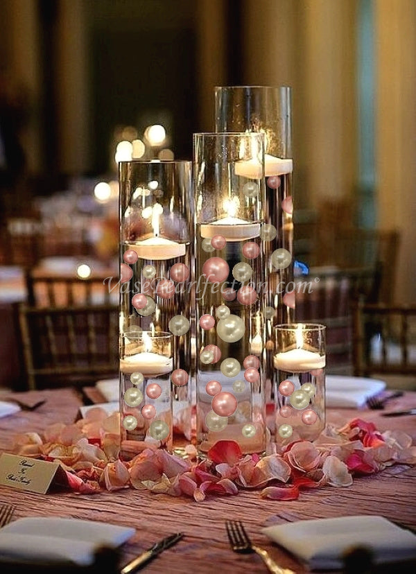 Perles "flottantes" en or rose clair - Décorations de vase sans trou Jumbo/Tailles assorties