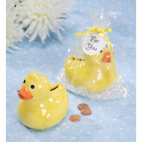 *Clearance* 2 Ceramic Duck Banks - Baby Shower Decorations and Party Favors