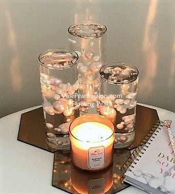 Perles "flottantes" en or rose clair - Décorations de vase sans trou Jumbo/Tailles assorties
