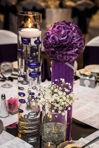 75 Purple Plum Floating Pearls-Fills 1 Gallon of Floating Transparent Gels for Vases-With Pre-Measured Prep Bag-With Option of 3 Fairy Lights Stings