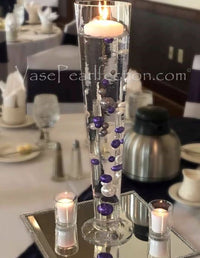 75 Purple Plum Floating Pearls-Fills 1 Gallon of Floating Transparent Gels for Vases-With Pre-Measured Prep Bag-With Option of 3 Fairy Lights Stings